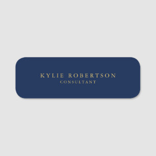 Porte-nom Couleurs d'or bleu professionnel tendance moderne 