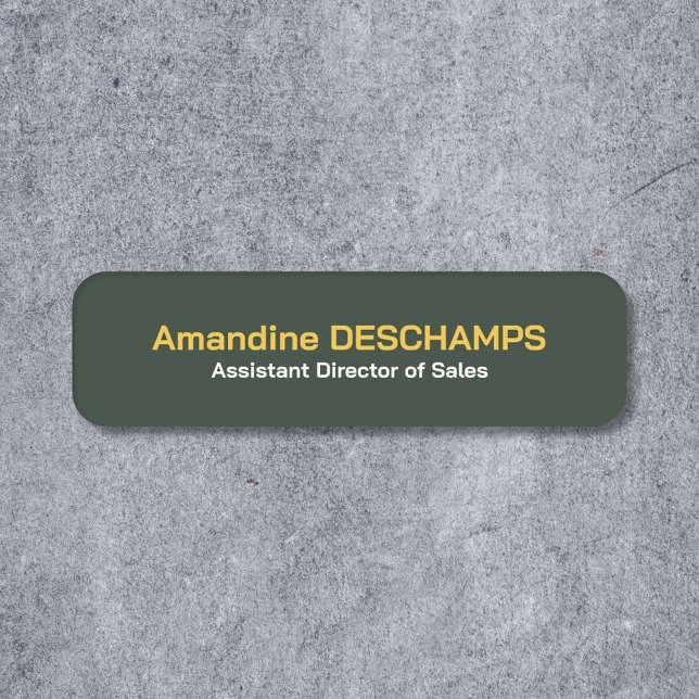Porte-nom couleurs or et vert forêt (Gold & Forest Green Employee Name Tag)