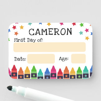 Porte-nom Crayons & Étoiles Premier Jour d'École