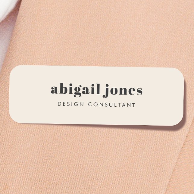 Porte-nom Crème naturelle rétro Vintage minimale (Créateur téléchargé)