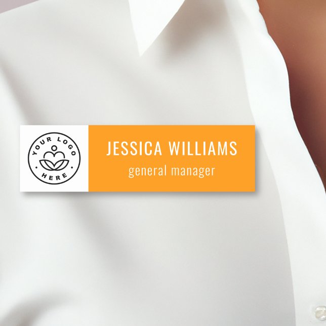 Porte-nom Custom Company Logo Orange Employee (Créateur téléchargé)