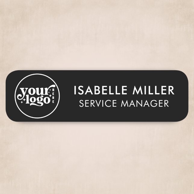 Porte-nom Custom Logo Magnetic Or Safety Pin Black Small (Custom Logo Magnetic Or Safety Pin Beige Small Name Tag)