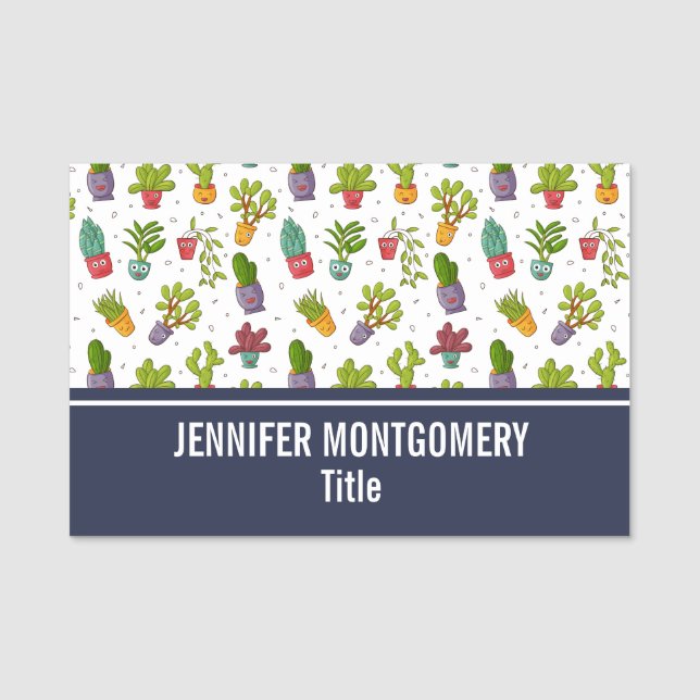 Porte-nom Cute Cactus Nature Succulents Motif (Devant)