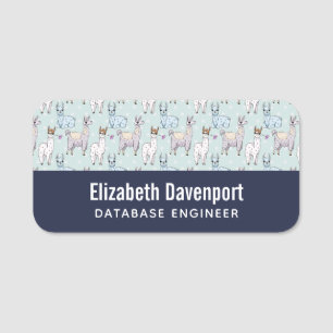 Porte-nom Cute Llama Motif Pois