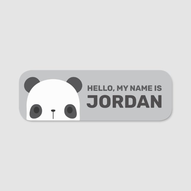 Porte-nom Cute petit ours Panda avec nom personnalisé (Devant)