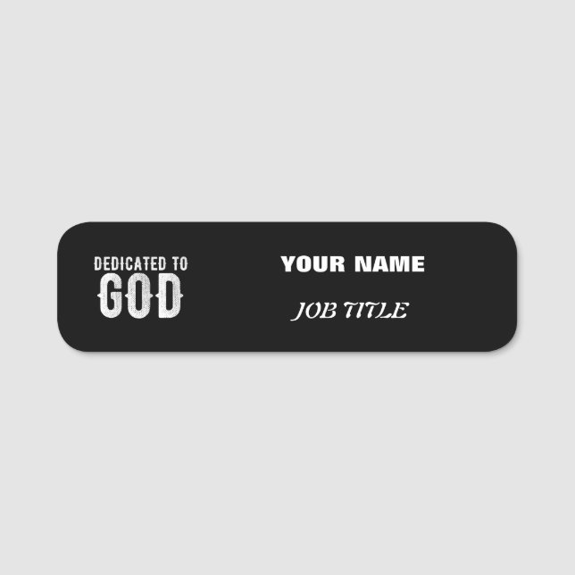 PORTE-NOM DÉDIÉ À DIEU COOL PERSONNALISABLE TEXTE BLANC (Devant)
