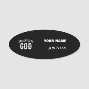 PORTE-NOM DÉDIÉ À DIEU PERSONNALISABLE COOL TEXTE BLANC