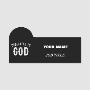PORTE-NOM DÉDIÉ À DIEU PERSONNALISABLE COOL TEXTE BLANC