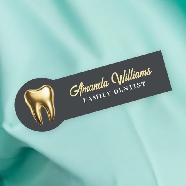 Porte-nom Dentist Gold Logo Professionnel (Créateur téléchargé)