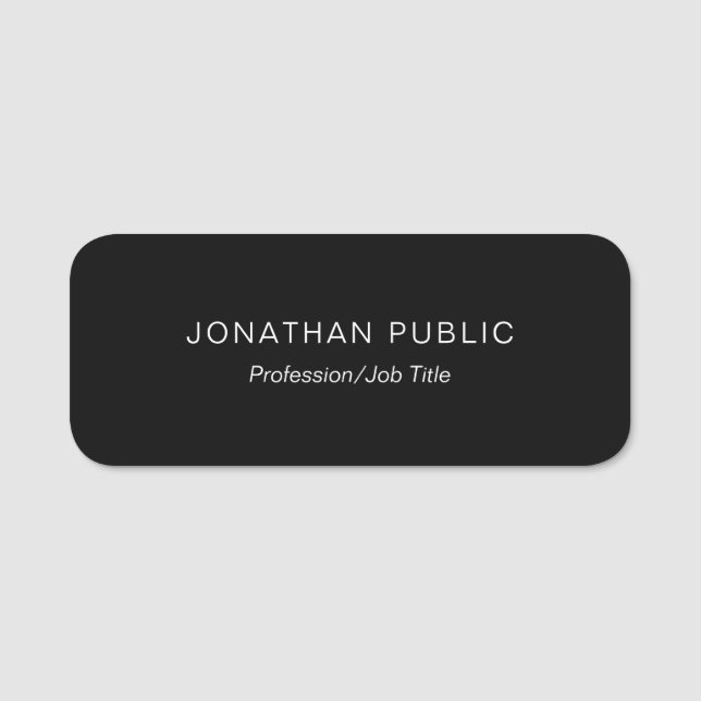 Porte-nom Design simple et branché Modèle noir élégant (Devant)