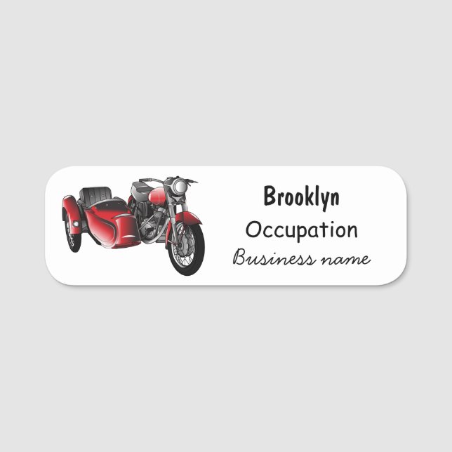Porte-nom dessin animé de la moto Sidecar (Devant)