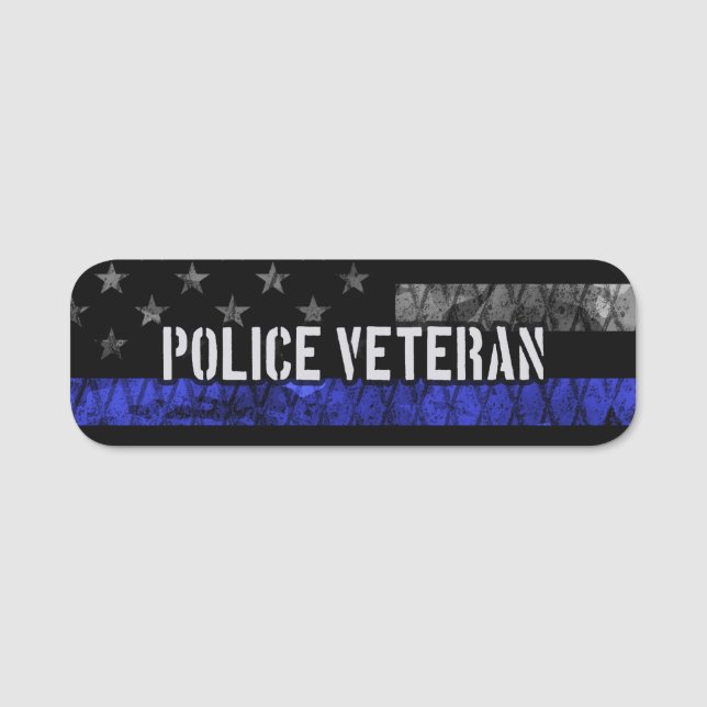Porte-nom Drapeau de police vétéran en détresse (Devant)