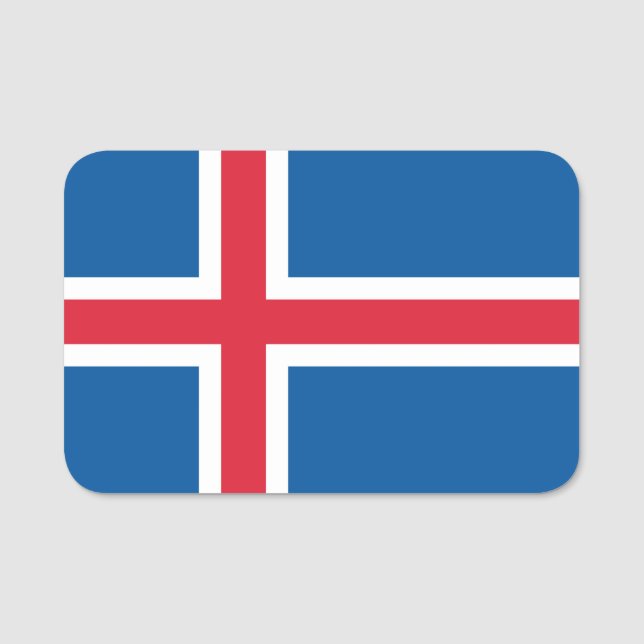 Porte-nom Drapeau patriotique avec drapeau d'Islande (Devant)