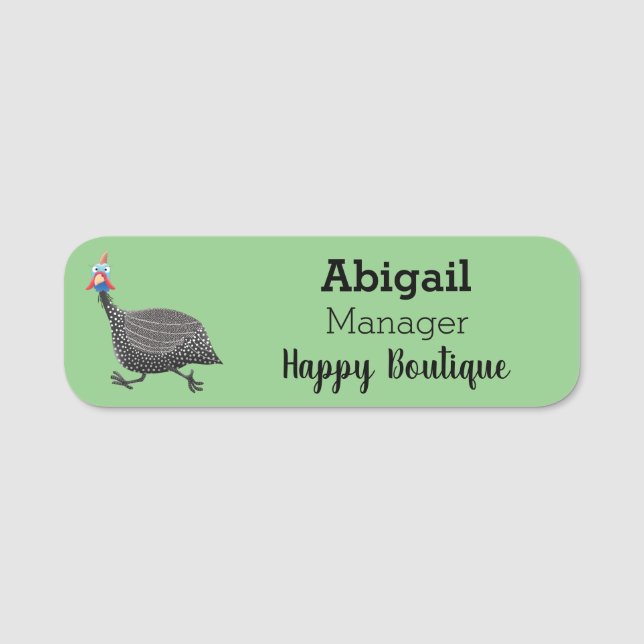 Porte-nom Drôle dessin animé d'oiseau de Guineafowl (Devant)
