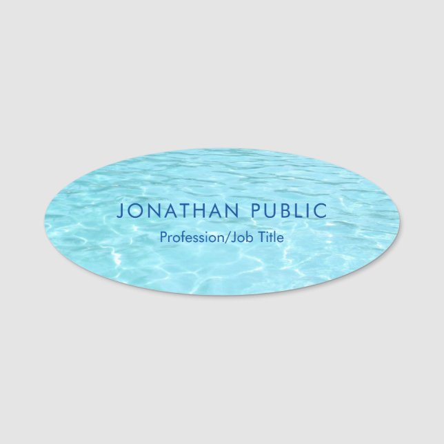 Porte-nom Eau Bleue Nature Élégante Modèle Moderne Aqua (Devant)