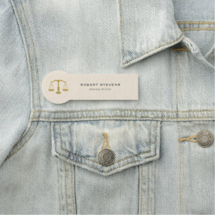 Porte-nom Echelle minimaliste de lin beige et de justice or