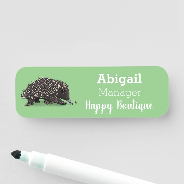 Porte-nom Echidna mignonne avec dessin animé d'abeille (En situation)