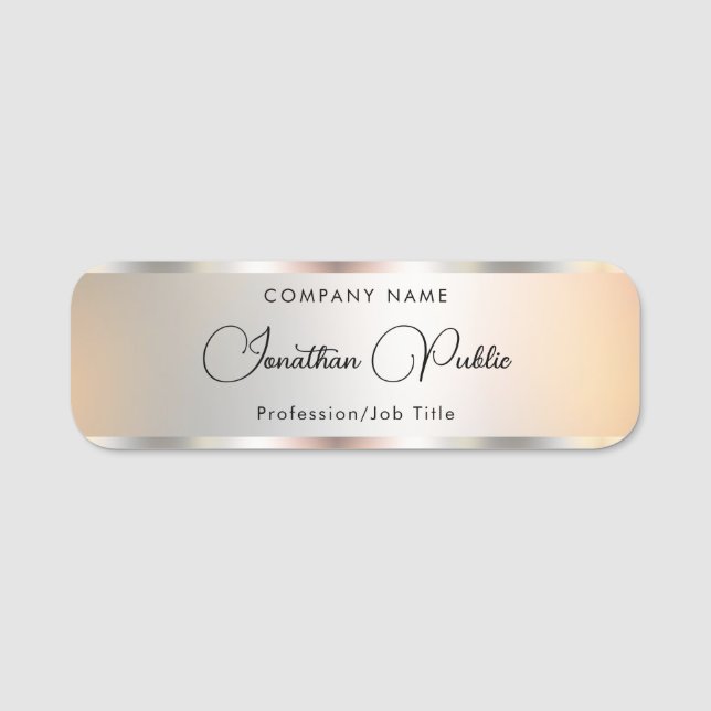 Porte-nom Écriture manuscrite Modèle client Faux Silver (Devant)