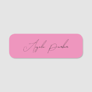 Porte-nom Écriture manuscrite Nom professionnel simple rose