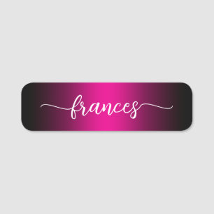 Porte-nom Écriture manuscrite ombrée rose vif et noir