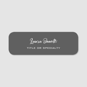 Porte-nom Écriture minimaliste Professionnelle Moderne Gris 
