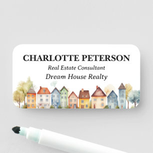 Porte-nom Elégant Aquarelle Homes Realtor Personnalisé