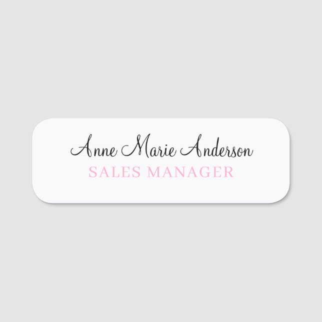 Porte-nom Elegant Black White and Pink Professional Name  (Devant)
