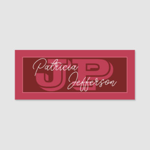 Porte-nom Élégant Cyclamen rouge foncé manuscrit : Monogramm