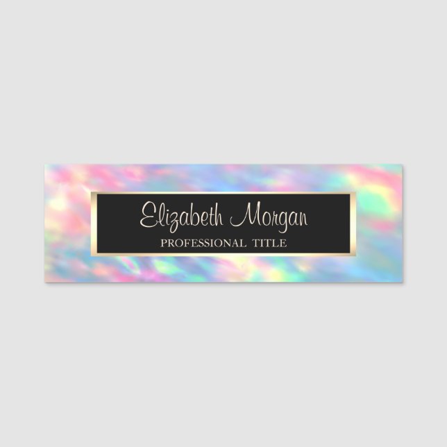 Porte-nom Élégant Design Moderne, Cadre, Holographique Opal (Devant)