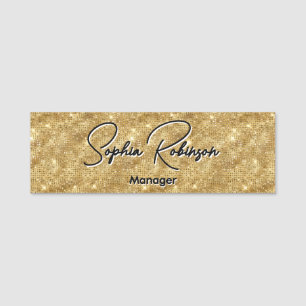 Porte-nom Élégant Faux Gold Parties scintillant Nom Balise