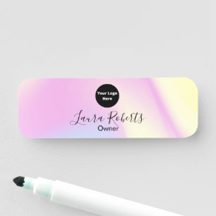 Porte-nom Élégant Glam Iridescente Étincelle Holographique