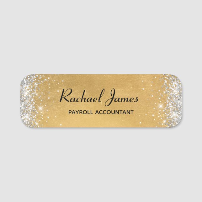 Porte-nom Élégant Glittery Soft Gold Foil Nom Balise (Devant)