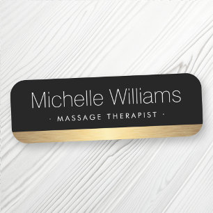 Porte-nom Elegant golden gradient border black