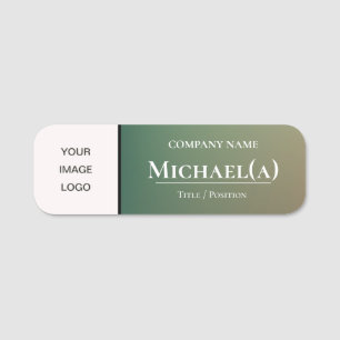 Porte-nom Elégant Green Brown Gradient & White Company LOGO