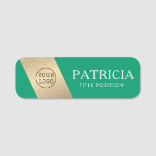 Porte-nom Elégant Jade Green & Luxe Parties scintillant Gold