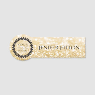 Porte-nom Élégant logo de la glitterie or chic moderne