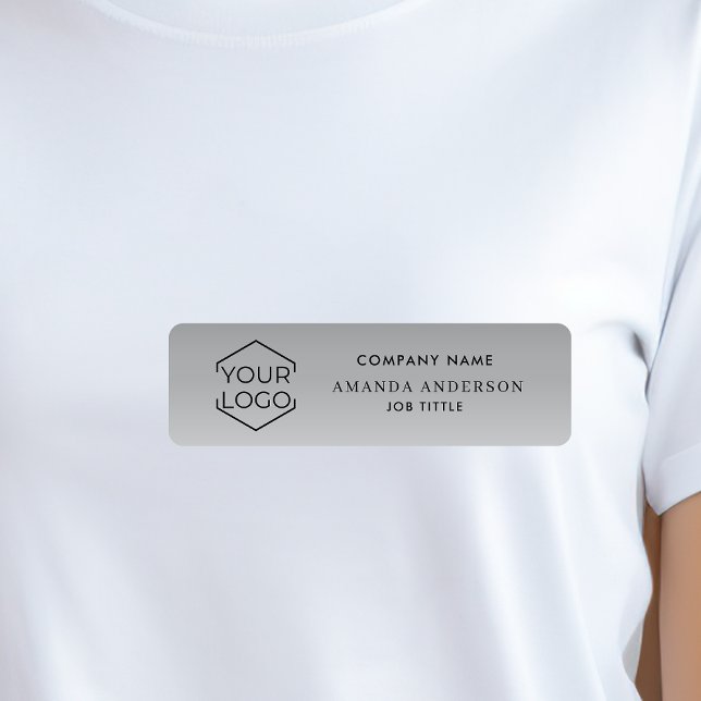 Porte-nom Élégant logo dégradé argent employé en plastique (Créateur téléchargé)