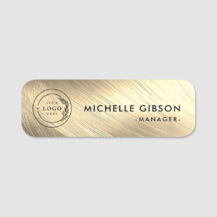 Porte-nom Élégant logo métallique Faux Gold professionnel
