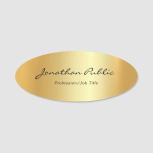 Porte-nom Élégant Modèle or moderne manuscrit texte Oval