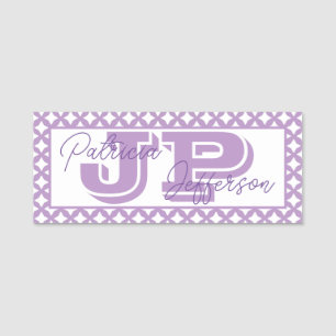 Porte-nom Élégant Monogramme Moderne en Maillage Violet Afri
