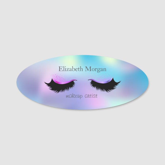 Porte-nom Elégant Ombre Holographique Faux Lashes (Devant)