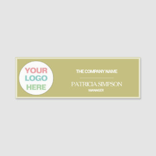Porte-nom Élégant Pastel Golden Beige Custom Logo Texte