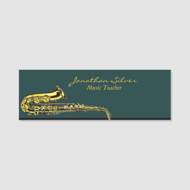 Porte-nom Élégant professeur de musique saxophone (Devant)
