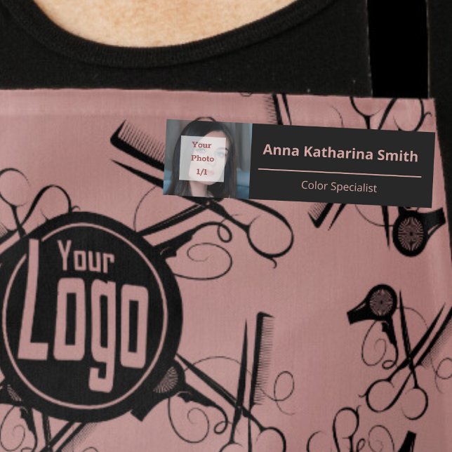 Porte-nom Élégant profil noir rose Image expertise (Elegant Black Pink Profile Image Expertise Name Tag)