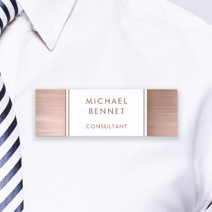 Porte-nom Élégant Rose Gold brossé Metallic Business