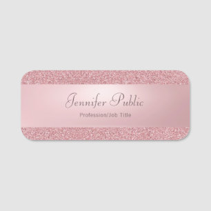 Porte-nom Élégant Rose Gold Parties scintillant Nom manuscri