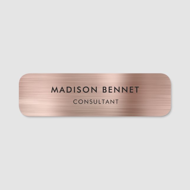 Porte-nom Élégant Rose Gold Professionnel (Devant)