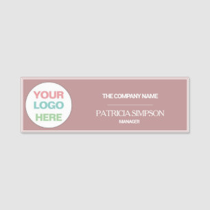 Porte-nom Élégant Rosy Chaud Brown : Logo Personnalisé Chic