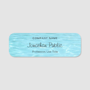 Porte-nom Élégant scénario de calligraphie d'eau bleue Aq