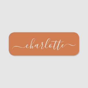 Porte-nom Élégant Script Nom moderne Personnalisé Orange